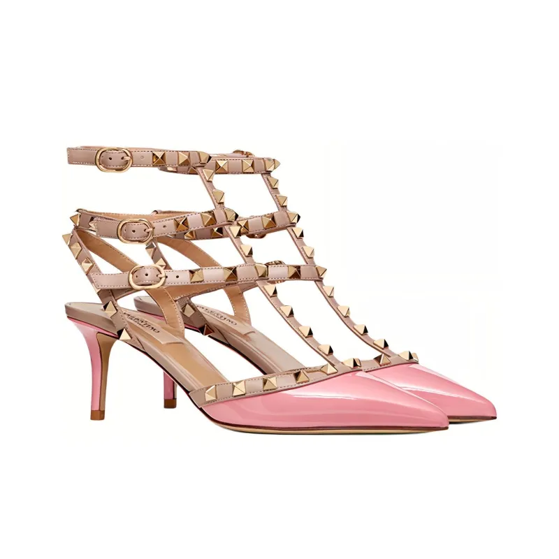 Valentino ROCKSTUD High Heels 6.5cm Women's Pink-2