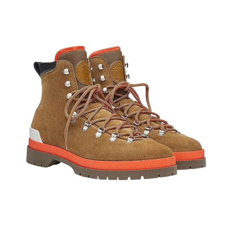 HERMES Denivele Ankle Boots Men's Brown-2