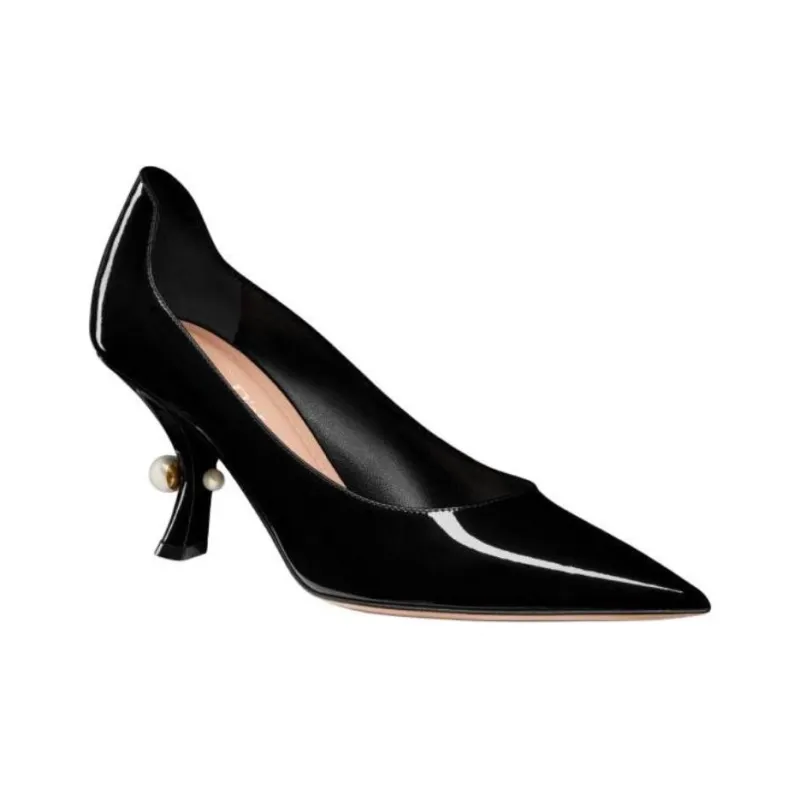 DIOR Tribales Irregular Heel High Heels 8cm Women's Black-2