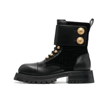 BALMAIN Embossed-button Detail Ankle Boots