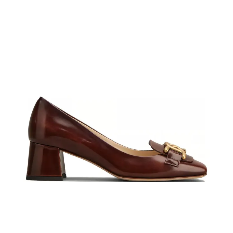 TOD'S KATE Chunky Heel High Heels 5cm Women's Brown-1