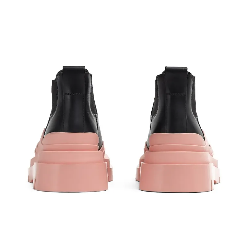 Bottega Veneta Tire Ankle Chelsea Boot Black Pink Women's-4