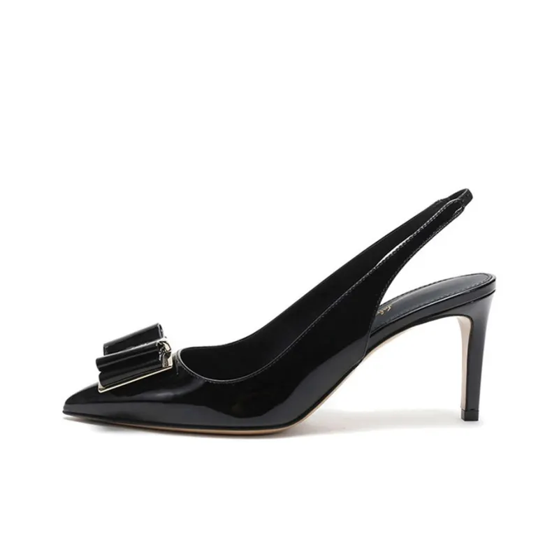 FERRAGAMO Zahir 70 Series Slim Heel High Heels 7cm Women's Black-0