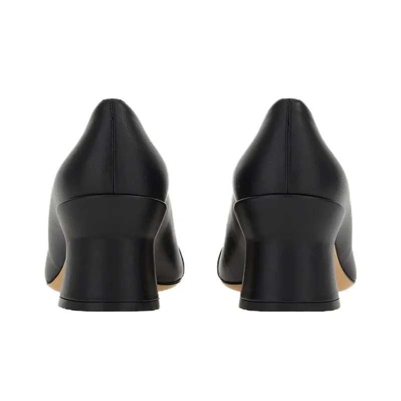FERRAGAMO GANCINI Chunky Heel High Heels 5.5cm Women's Black-4