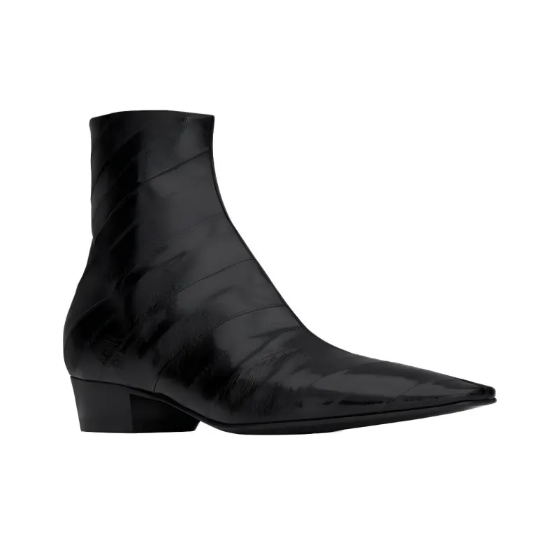SAINT LAURENT Ankle Boots 3cm Men's Black-2