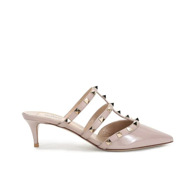 Valentino Rockstud Slim Heel High Heels Women's Pink-1