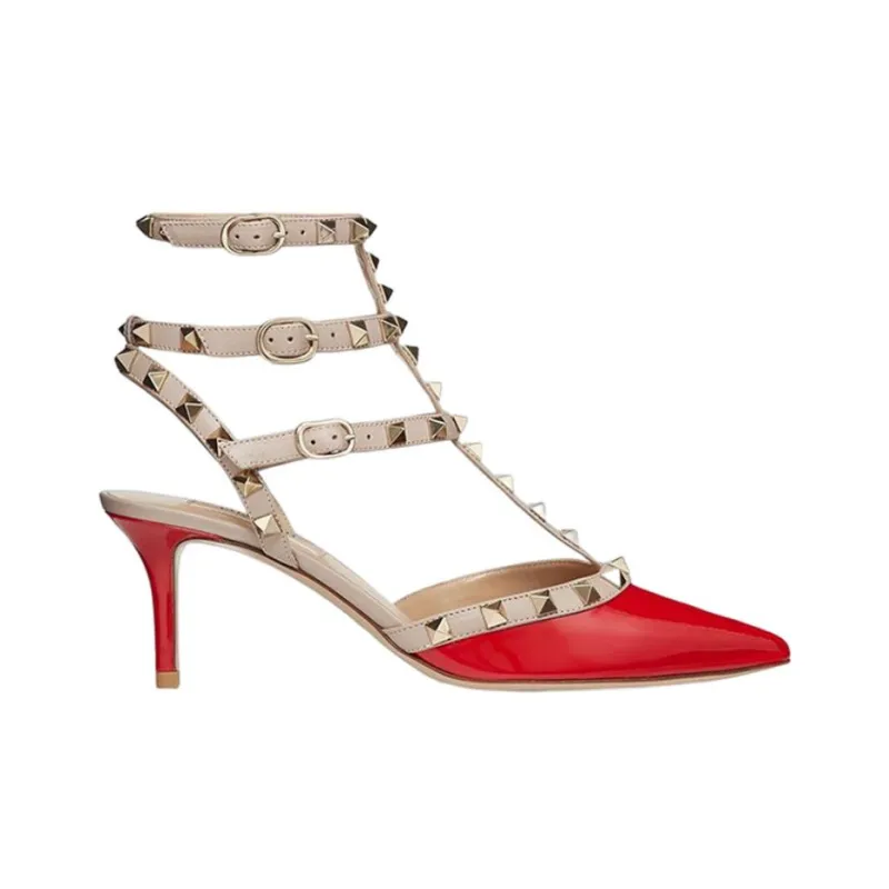 Valentino Slim Heel High Heels 6.5cm Women's Red-1
