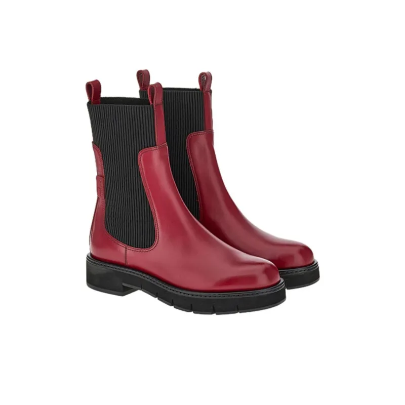 FERRAGAMO Short Chelsea Boots Women's Red Black-2