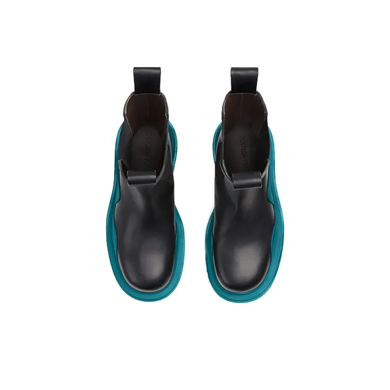 Bottega Veneta Tire Vegetable Tanned Chelsea Boots Men's Black Blue-2