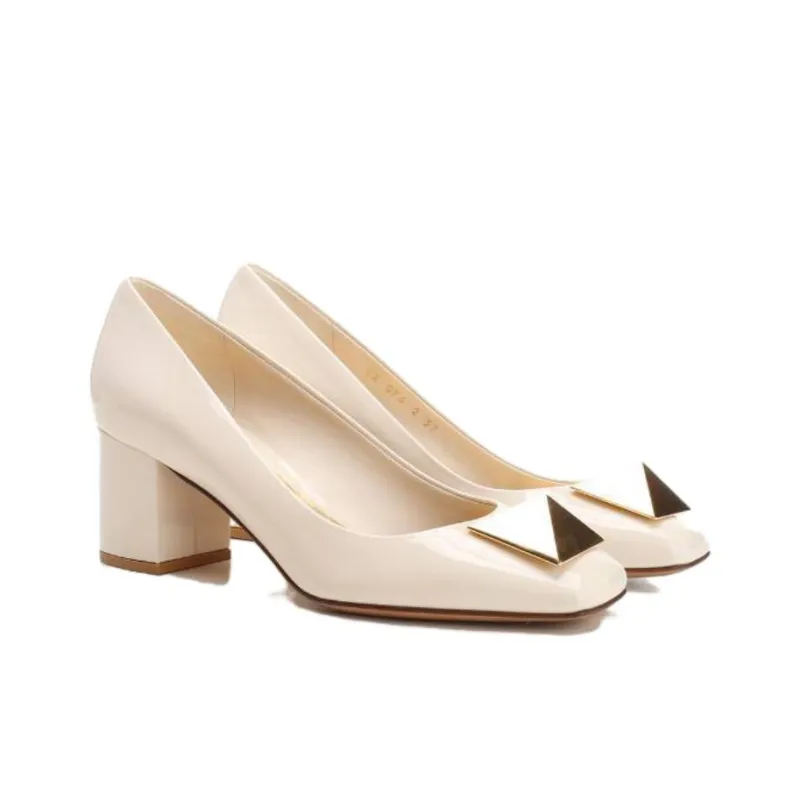 Valentino Block Heel High Heels 6.5cm Women's White-2