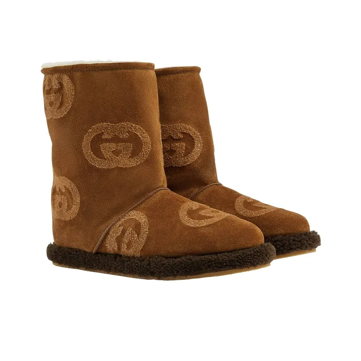 GUCCI Interlocking Ankle Boots Women's Brown-2