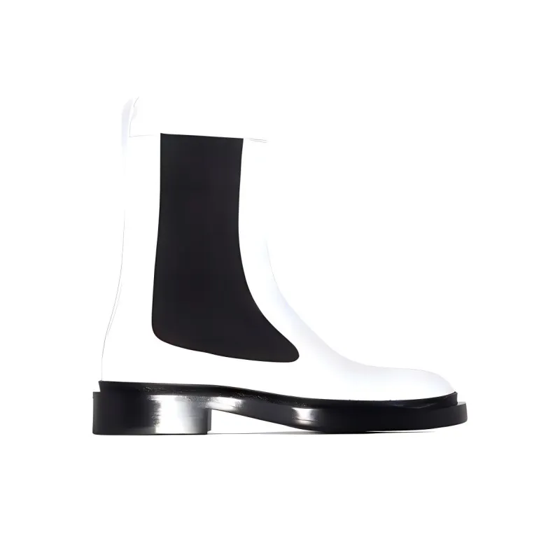 JIL SANDER Short Chelsea Boots Women's White Black-1