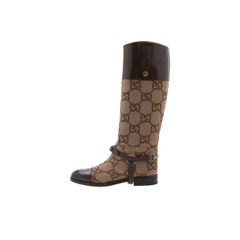 GUCCI Horsebit Long Shaft Boots Men's Beige Brown