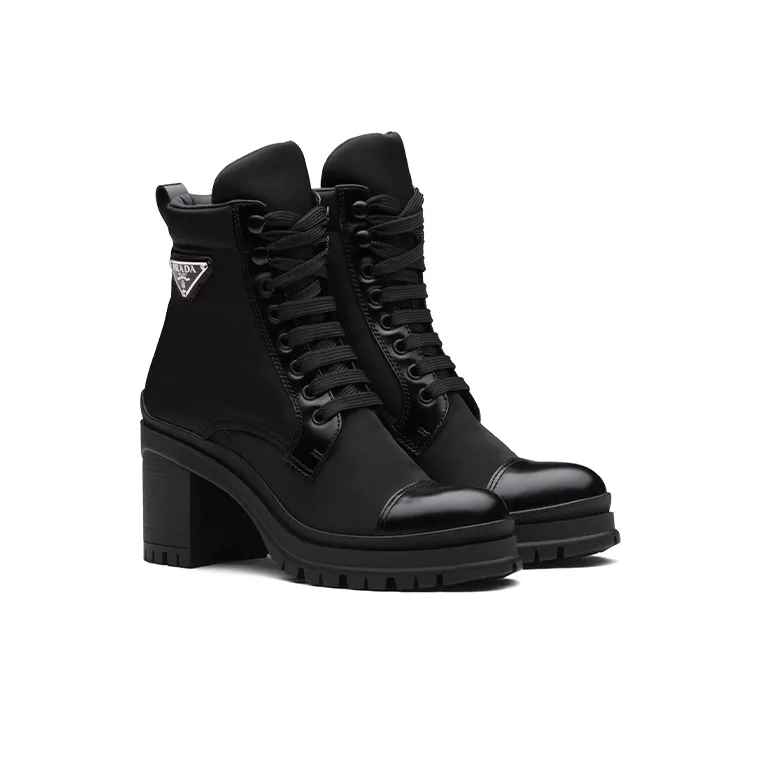 PRADA 55mm Laced Booties Black Nylon Women's-2