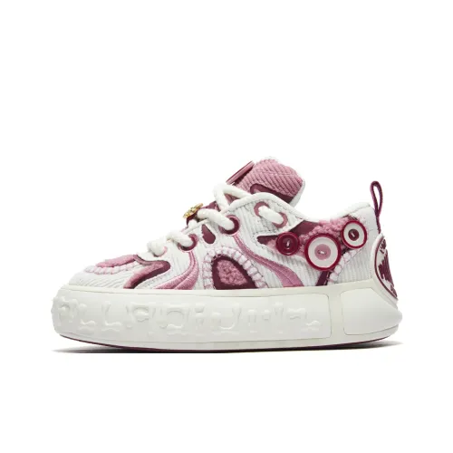 Palladium Button Shoes Wear-Resistant Slip-Resistant Low-Top Skateboard Shoes Unisex Strawberry Purple