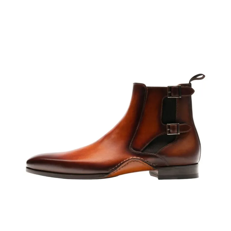 Magnanni Grant Short Chelsea Boots Men's Brown-0