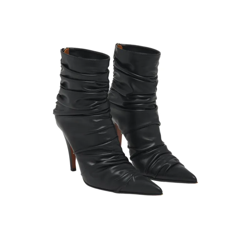 Alexander McQueen Birdee Ruched Pointed Toe Boots Women's-2