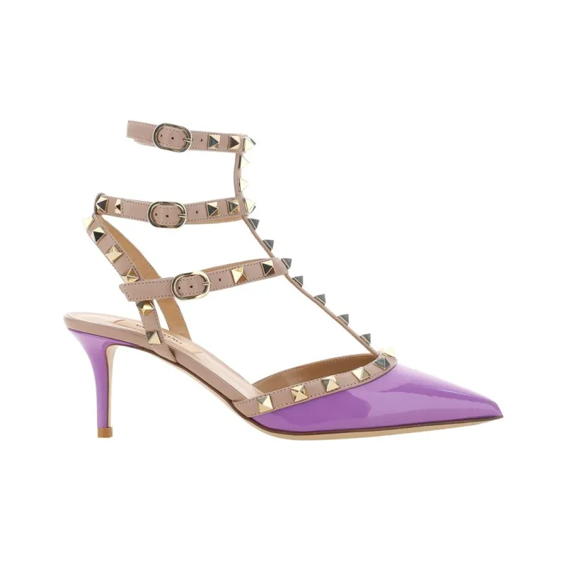 Valentino ROCKSTUD Slim Heel High Heels Women's Purple-1