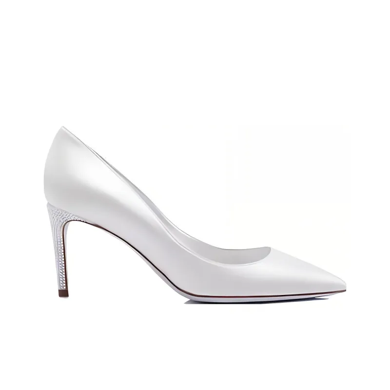RENE CAOVILLA Yasmine Slim Heel High Heels 7cm Women's White-1