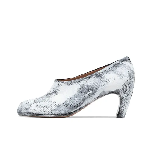 Maison Margiela Tabi Python Block Heel High Heels 6cm Women's White