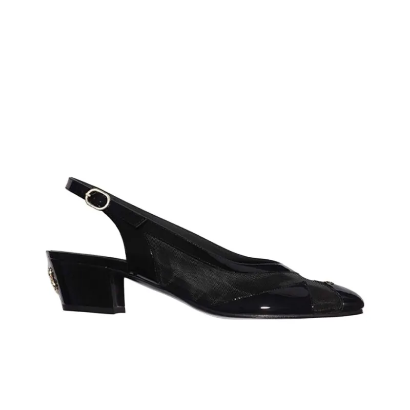 CHANEL Block Heel Stylish Sandal Women's Black-1