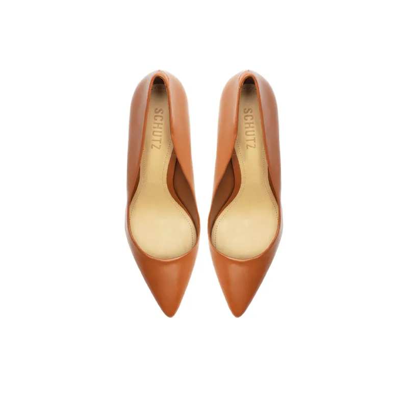 Schutz Lou Lo Slim Heel High Heels 8.4cm Women's Caramel-4