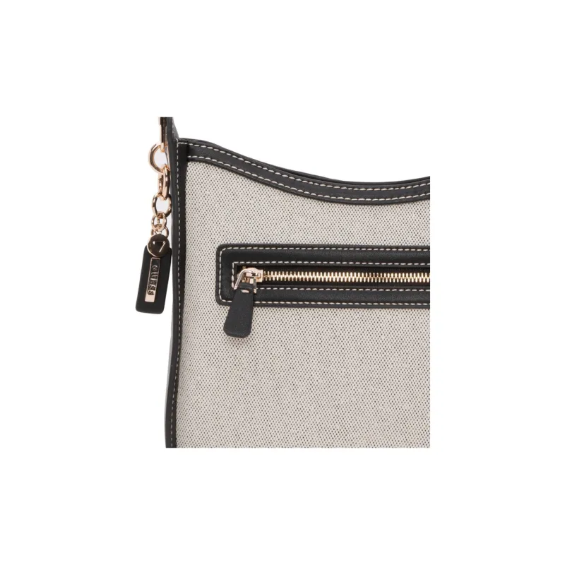 GUESS Artificial Leather Shoulder Bag Women's Black White-6