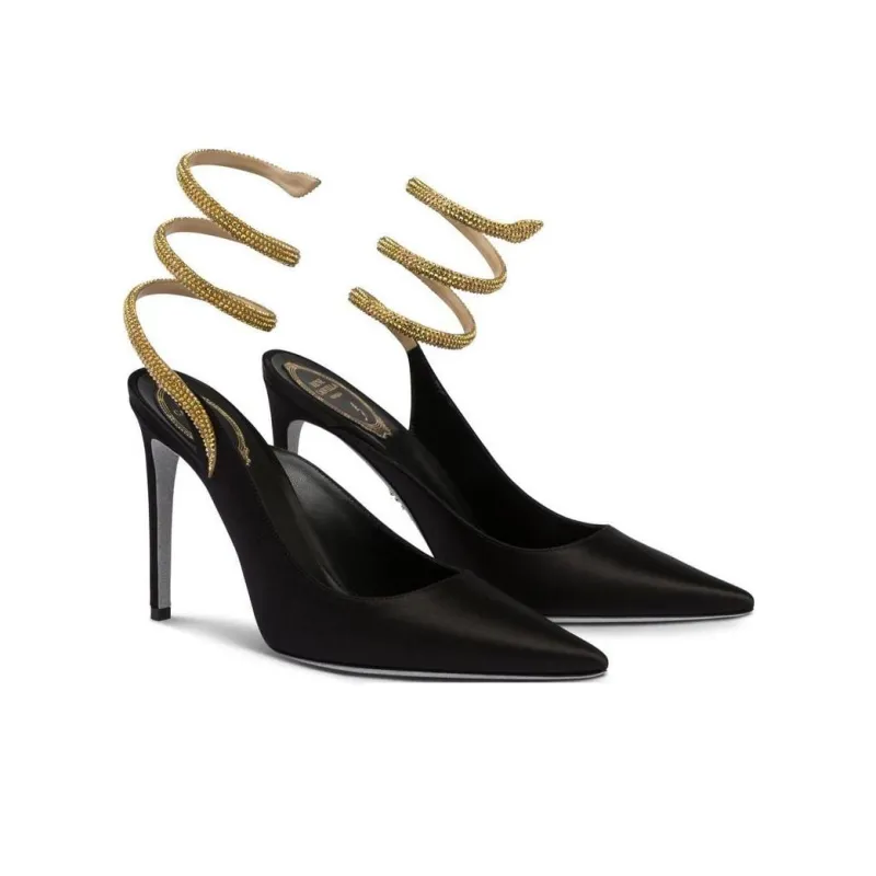 René Caovilla Cleo 80mm Rhinestone-embellished Satin Pumps-2