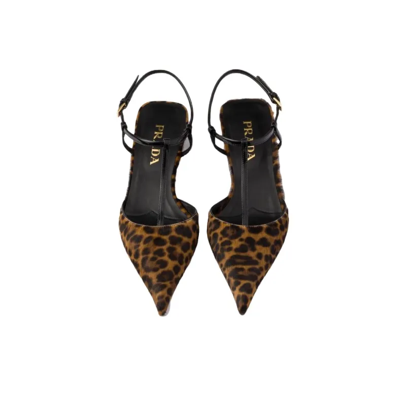 PRADA Cone Heel High Heels 3.5cm Women's Brown-4