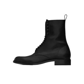 SAINT LAURENT Round Toe Lace Up Boots