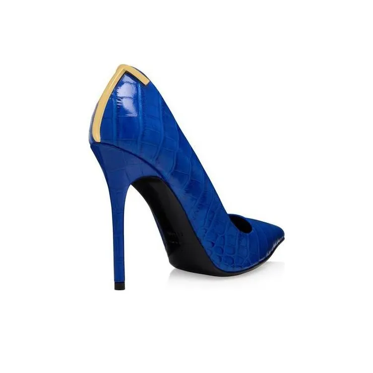 TF Slim Heel High Heels 10.5cm Women's Blue-3