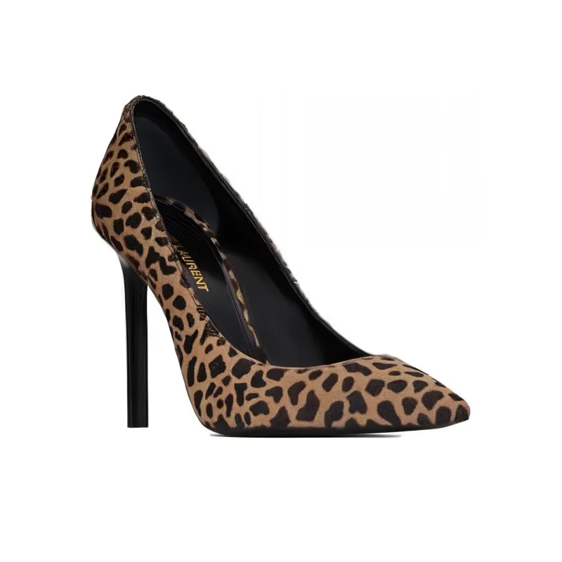 SAINT LAURENT Anja Slim Heel High Heels 10.5cm Women's Black Yellow-2
