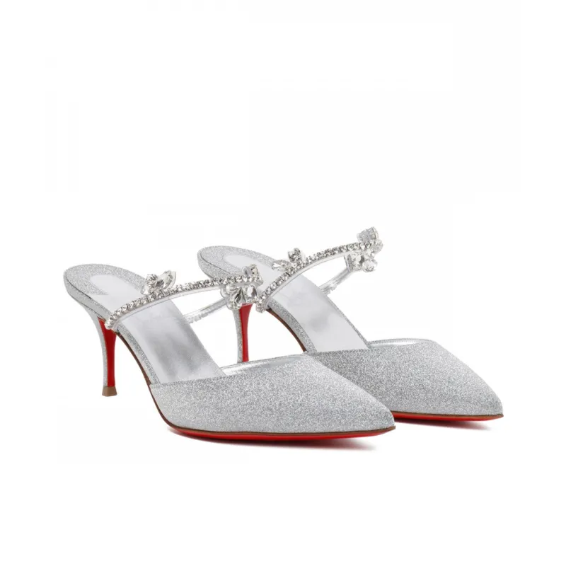 CL LUBOTING Slim Heel High Heels 7cm Women's Silver-4