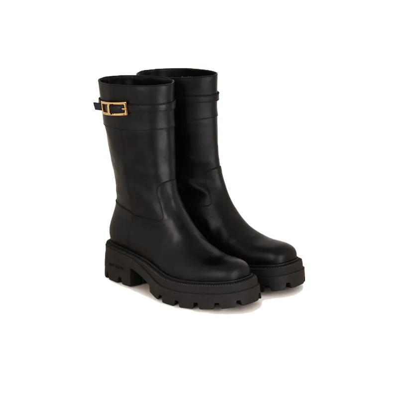 SERGIO ROSSI Nora Buckle Detailed Round Toe Boots Women's-2