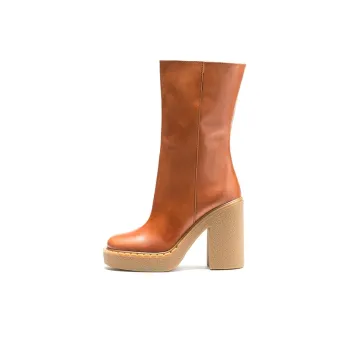 PRADA 110mm Platform Boots Brown Leather