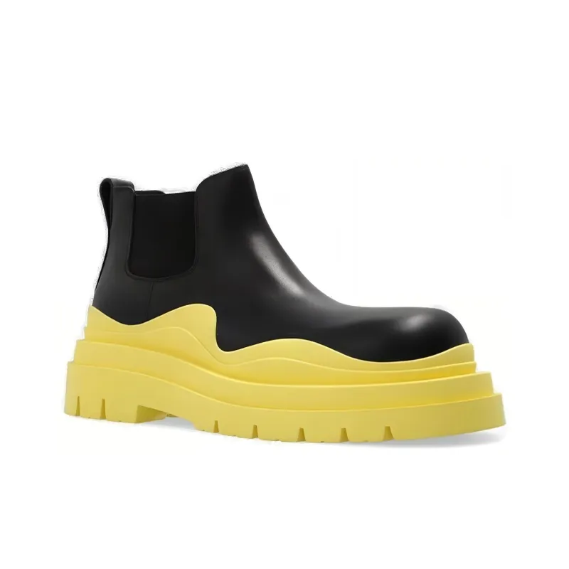Bottega Veneta Chelsea Boots Men's Black Yellow-2