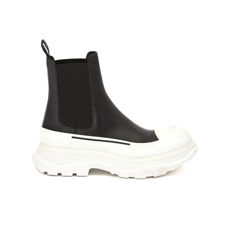 Alexander McQueen Chelsea Tread Ankle Boot Black White Women's-1