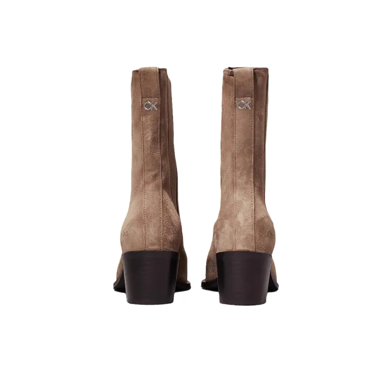 CALVIN KLEIN Short Chelsea Boots 6cm Women's Camel-4