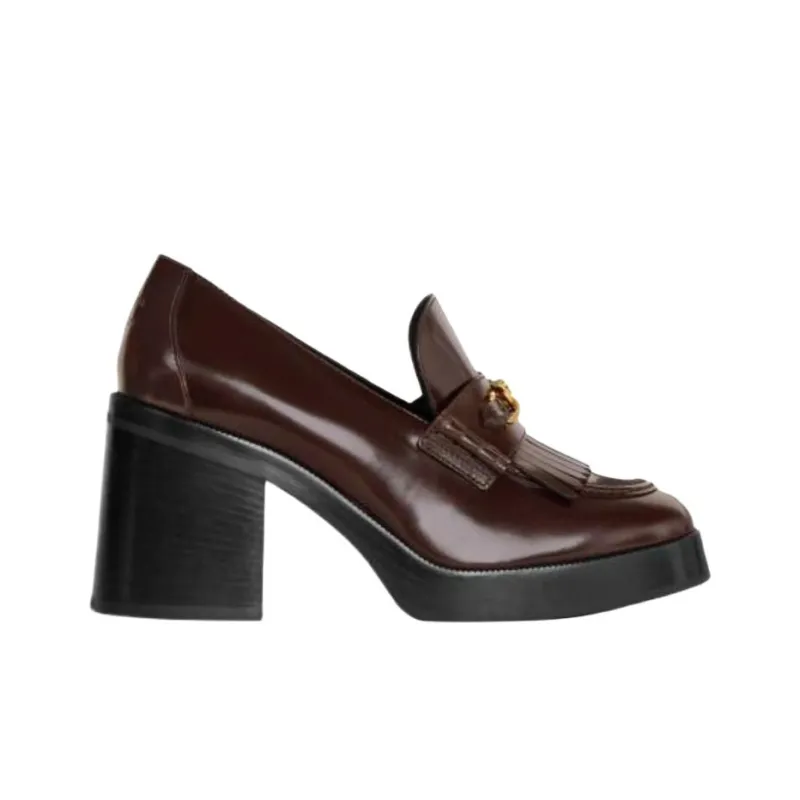 CELINE Tess Chunky Heel High Heels Women's Brown-1