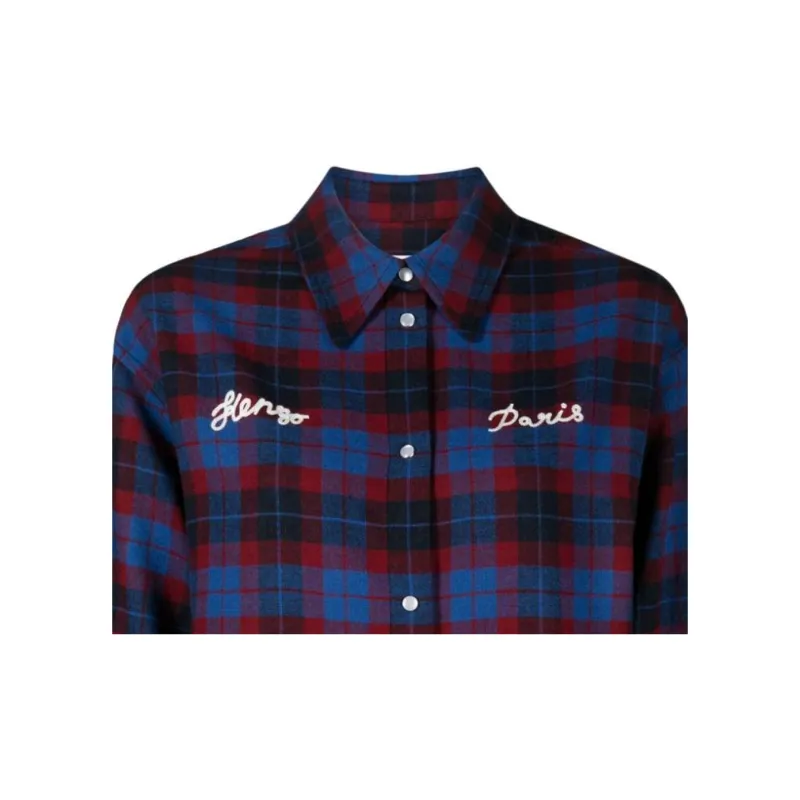 KENZO Logo print Check pattern Shirt-4