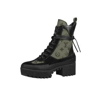 LOUIS VUITTON Laureate Ankle Boots Women's Black Green