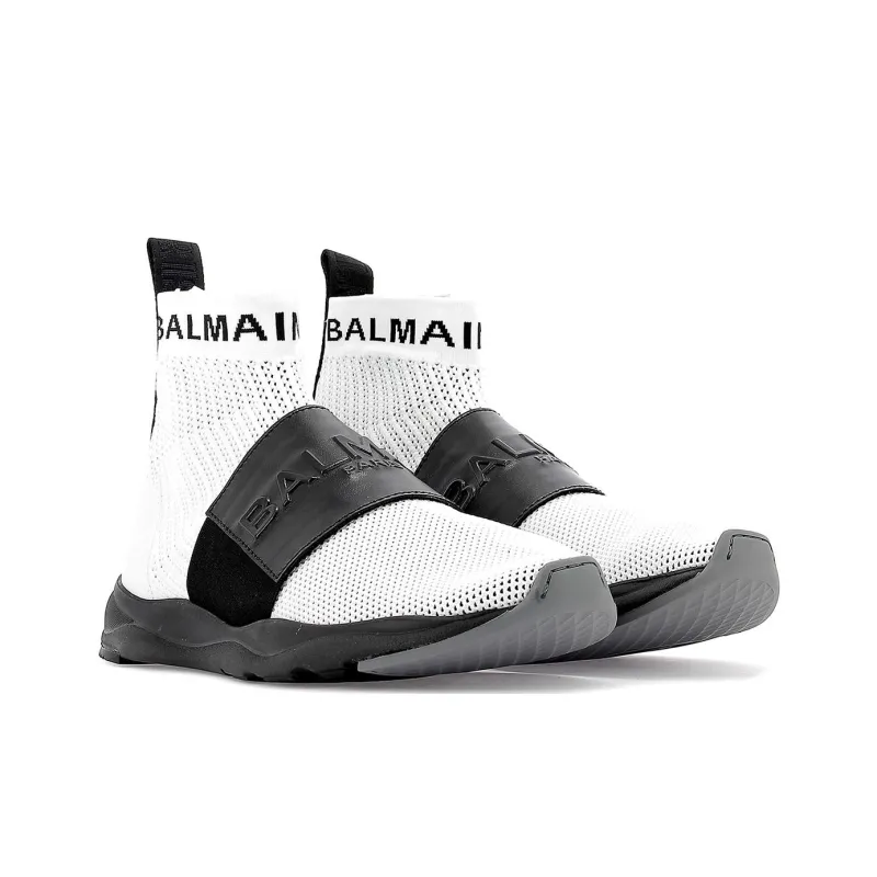BALMAIN Ankle Boots Men's Black White-2