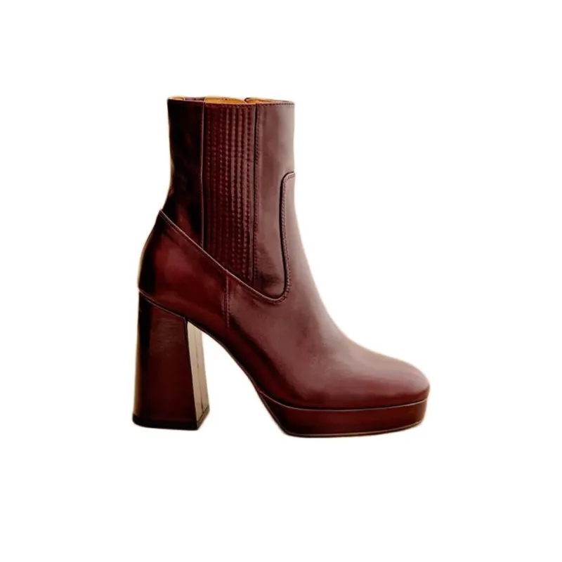 Sezane Short Chelsea Boots 11cm Women's Burgundy-1