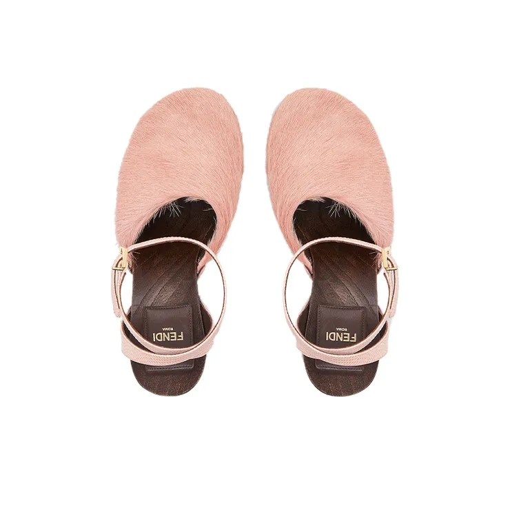 FENDI Baguette Block Heel High Heels Women's Pink-2