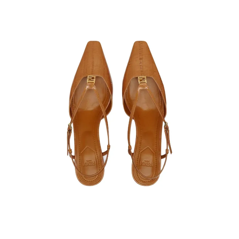 FENDI Ffold High Heels 4cm Women's Brown-3