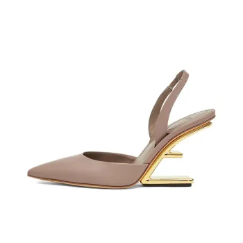 FENDI 90mm Leather Slingback Pumps