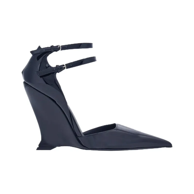 FERRAGAMO Wedge Heel High Heels 10.5cm Women's Midnight Blue-1