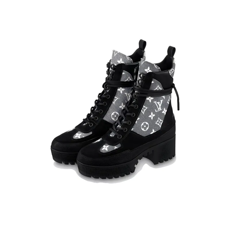 LOUIS VUITTON Laureate Ankle Boots 5cm Women's Black-2