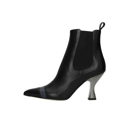 FENDI Vitello Colibri Ankle-Length Chelsea Boots Women's Black