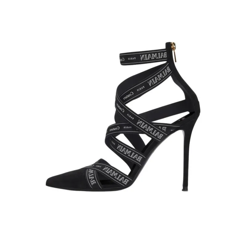 BALMAIN Couture Ribbon Crossover Strap Pumps-0